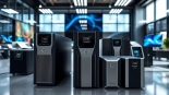 Showcasing TPower devices with sleek designs in a modern tech showroom environment.