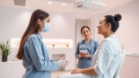 Patient receiving the Fett-weg Spritze in a bright and welcoming aesthetic clinic setting.
