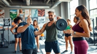 Engaging weight loss personal trainer Jersey City demonstrating exercises to diverse clients in a modern gym.