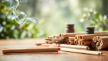 Incenses for cleansing arranged beautifully, enhancing the ritual atmosphere with calming scents.