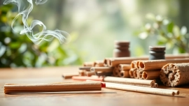 Incenses for cleansing arranged beautifully, enhancing the ritual atmosphere with calming scents.