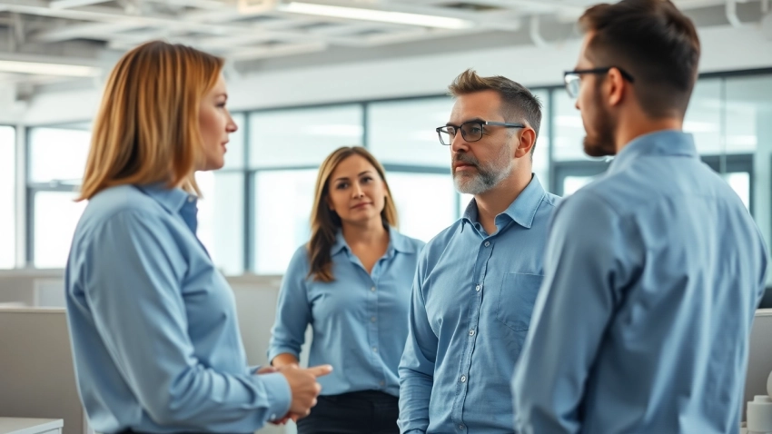 Engaging discussion on employee drug impairment testing in a modern office setting.