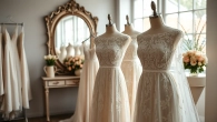 Showcase romantic lace wedding dresses emphasizing intricate details and bridal elegance.