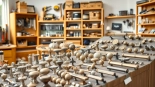 Explore a diverse selection of innovative furniture hardware suppliers on display in a well-lit showroom.