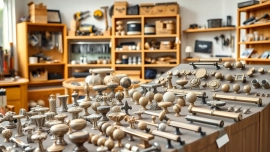 Explore a diverse selection of innovative furniture hardware suppliers on display in a well-lit showroom.