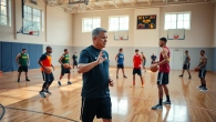 Engaged players in best basketball training programs demonstrating skills in an indoor gym.