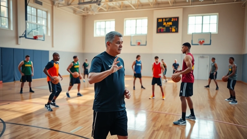 Engaged players in best basketball training programs demonstrating skills in an indoor gym.