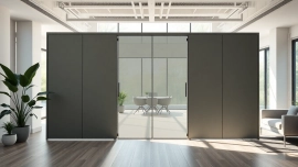 Showcasing a Folding Partition Wall in a contemporary office, highlighting versatility and design.