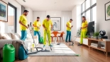 Team performing bond cleaning in Logan apartments, highlighting professionalism and attention to detail.