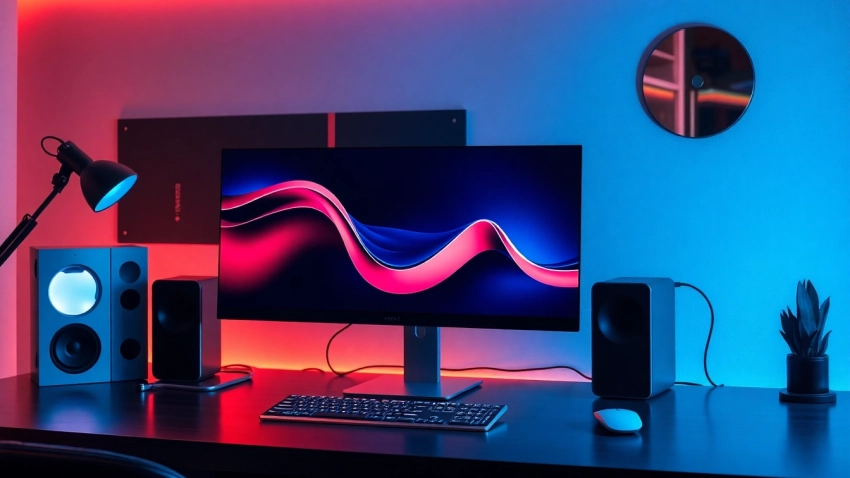 Showcase the line電腦版官方下載 interface on a modern computer screen within a stylish workspace.
