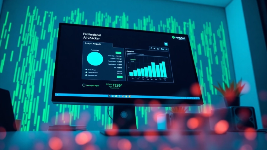 Analyze text accuracy with the powerful ai checker tool on a sleek computer interface.
