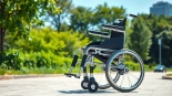 Electric Wheelchair showcased in an urban park highlighting its modern design and lightweight frame.