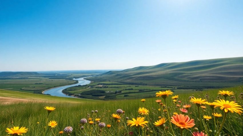 Discover the stunning landscapes of Manitoba filled with vibrant wildflowers and rolling hills.