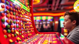 Menangkan permainan plinko dengan chip berwarna cerah jatuh ke papan pegs yang meriah.