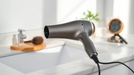 Styling with a powerful Hair Dryer showcasing sleek design and modern features.