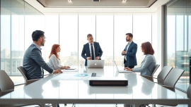 PedroVazPaulo leading a strategic meeting in a modern office setting, fostering collaboration.