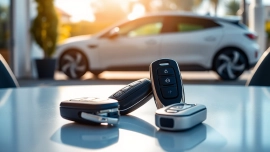 Showcasing keys for electric cars with modern designs and smart features.