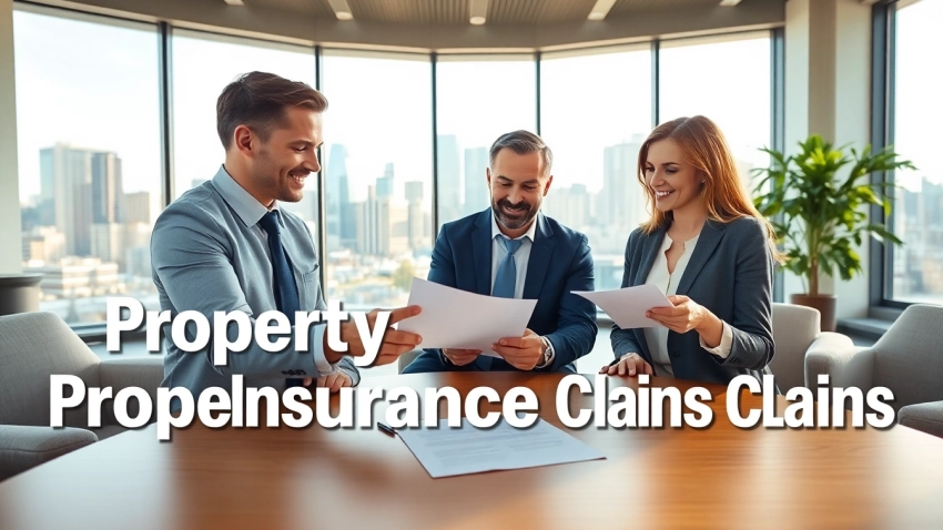 Agents assisting clients with Property Insurance Claims in a bright office.