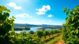 Beautiful landscape of Carksburg ca with vineyards and the Sacramento River in view.