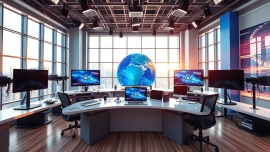 Showcasing the dynamic environment of justnownews.press in a modern newsroom setup.
