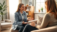Engaging scene of Traumatherapie session between a therapist and a client, highlighting trust and empathy.