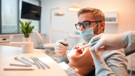 Performing fillings and restorative work during a dental procedure in a modern clinic.