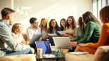 Learn how to start a side hustle with professionals collaborating in a creative office setting.