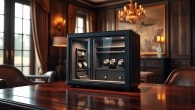 Showcase of a high-security watch safe with elegant watch storage features.