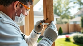 Applying effective termite treatments to a home structure by a professional technician.
