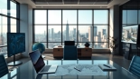 Real estate office presenting international real estate companies with global property listings and modern design.