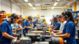 Trade school Tennessee students practicing skills in a dynamic, hands-on educational environment.