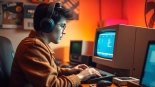 Experience the excitement as you play dos games on a vintage computer setup, surrounded by nostalgic gaming props.