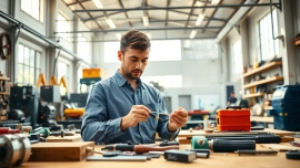 Student engaged in hands-on training at trade schools in southern California with modern tools.