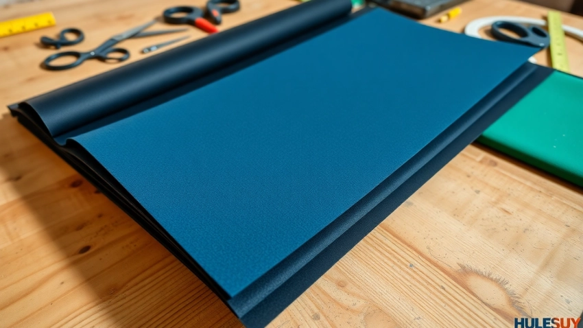 Hule Neopreno en varias capas exhibiendo su textura y versatilidad en un entorno de trabajo.