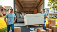 Loading furniture efficiently with the team from https://bennettsmoving.com/ in a warm residential setting.