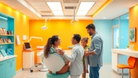 Dental marketing strategies showcased through a friendly dentist and family in a bright clinic
