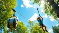 Experience the excitement of a ZIP WIRE KIT as families enjoy outdoor adventures together.