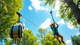 Experience the excitement of a ZIP WIRE KIT as families enjoy outdoor adventures together.