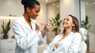 Client receiving botox injections from a professional in a serene clinic setting.