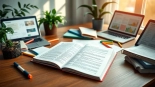 NCMHCE Study Guide displayed on a desk with study materials in a serene setting.