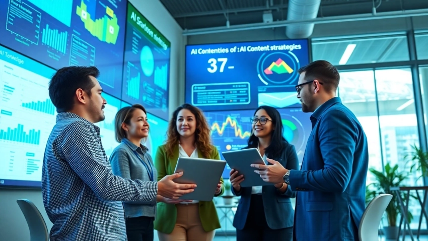 Utilize the AI content marketing platform during a collaborative marketing session for innovative strategies.