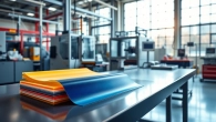 Examine epoxy prepregs expertly arranged on a workbench, showcasing innovation in manufacturing.