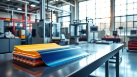 Examine epoxy prepregs expertly arranged on a workbench, showcasing innovation in manufacturing.