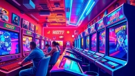 Bermain net77 game dengan konsentrasi tinggi di lingkungan gaming yang penuh warna.
