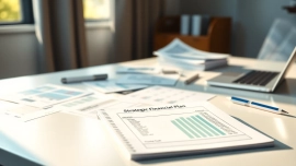 Utilize a financial planning tool displayed on a polished desk with key financial documents.