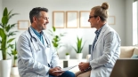 Consultation between Las Vegas concierge doctors and a patient in a modern medical office.