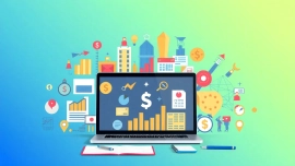 Visualize affiliate ranking metrics with icons and digital tools for marketing insights.