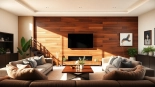 Enhance your space with elegant wood panel decor wall for a cozy living environment.