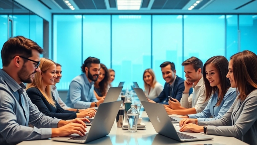 Arbeiten mit Microsoft Produkten in einem modernen Büro mit engagierten Menschen.