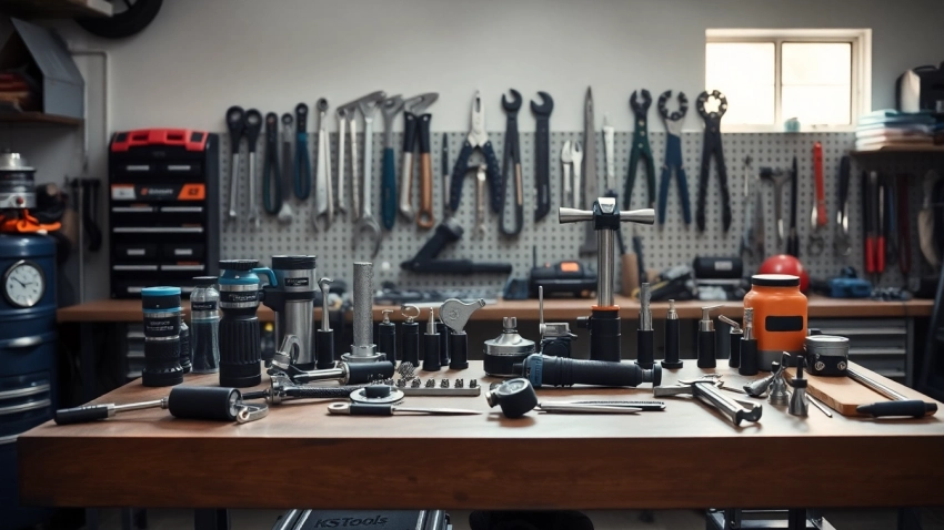 Usar herramientas KS Tools de Mister Worker en un taller profesional organizado.